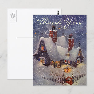 Vintage Christmas Thank You Postcard