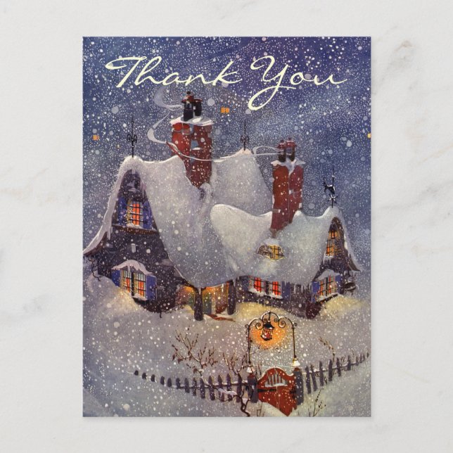 Vintage Christmas Thank You Postcard (Front)