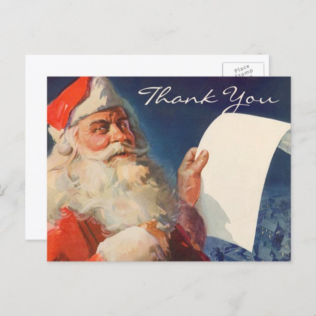 Vintage Christmas Thank You Postcard (Front/Back)