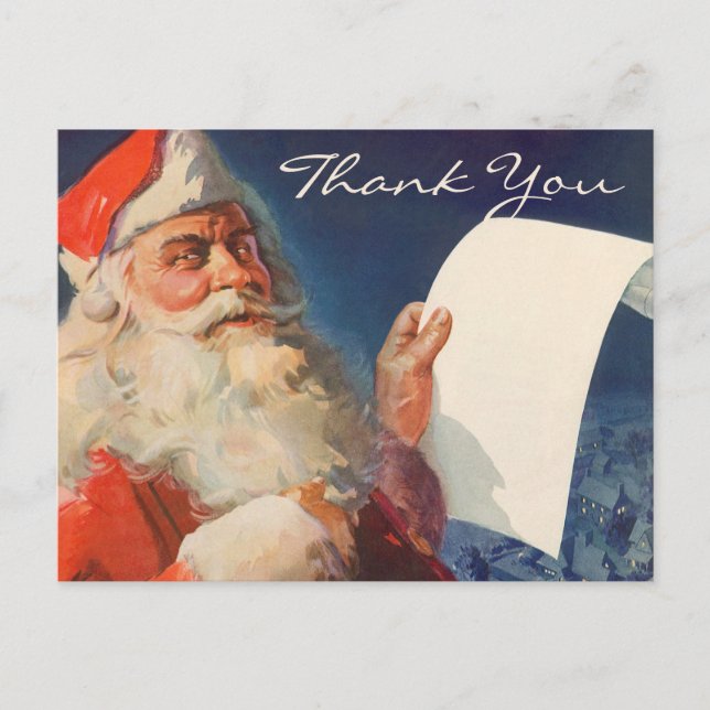 Vintage Christmas Thank You Postcard (Front)