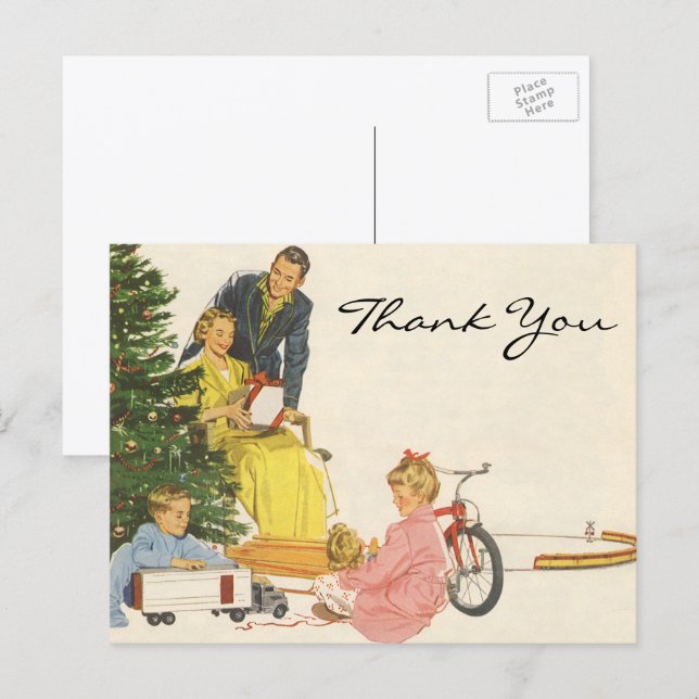 Vintage Christmas Thank You Postcard (Front/Back)