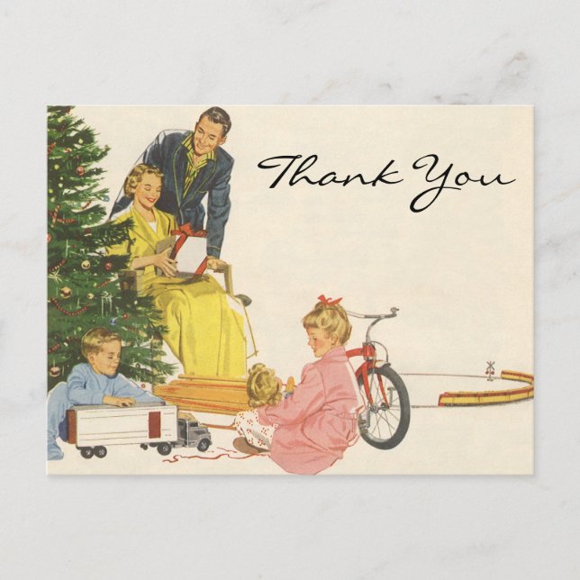 Vintage Christmas Thank You Postcard (Front)
