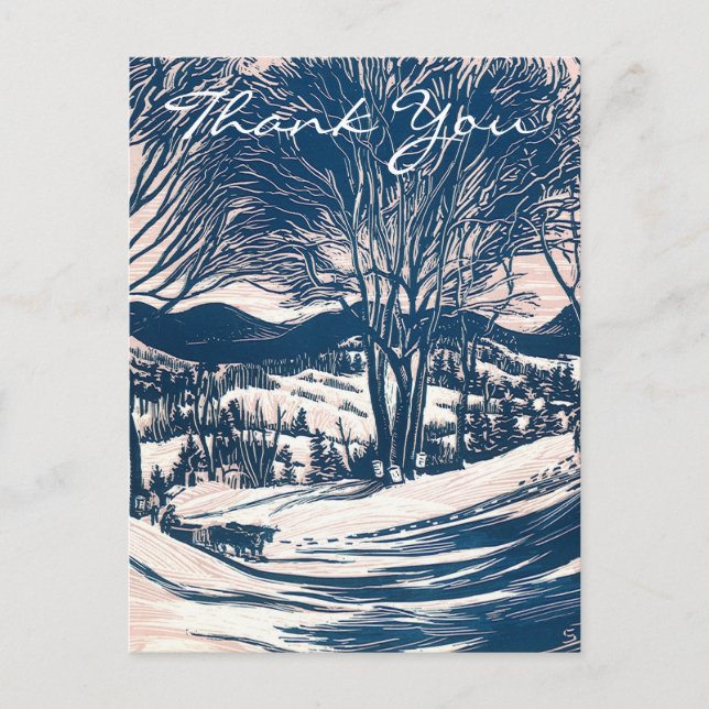 Vintage Christmas Thank You Postcard (Front)