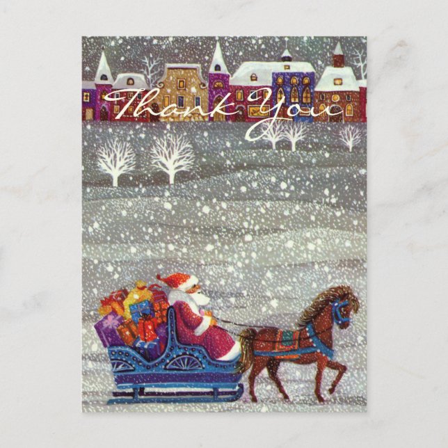Vintage Christmas Thank You Postcard (Front)