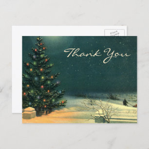 Vintage Christmas Thank You Postcard