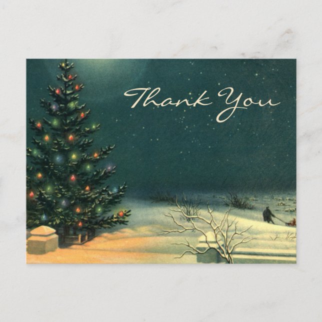 Vintage Christmas Thank You Postcard (Front)