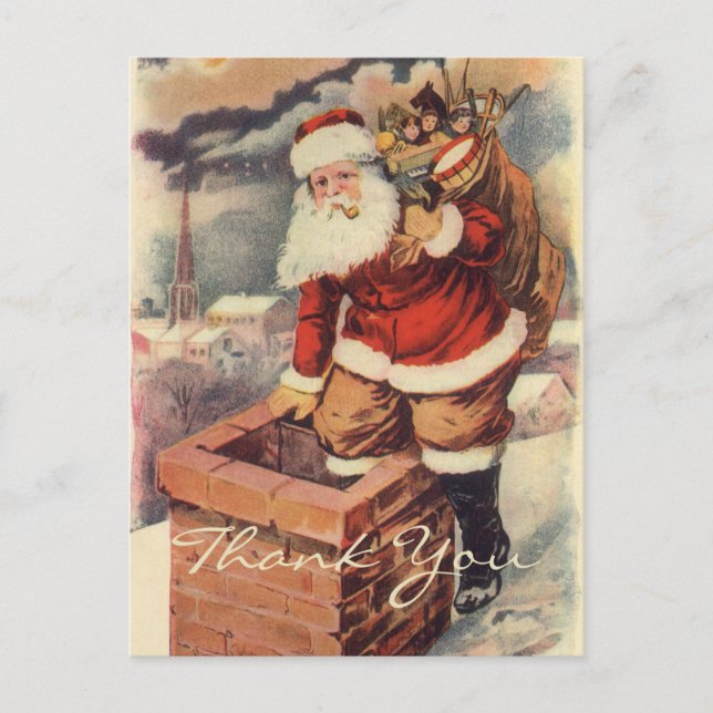 Vintage Christmas Thank You Postcard (Front)