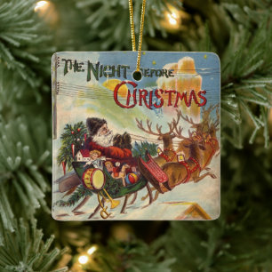 Vintage Christmas, The Night Before Christmas Ceramic Ornament
