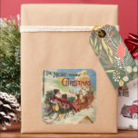 Vintage Christmas, The Night Before Christmas Square Sticker<br><div class="desc">Vintage illustration Victorian Era Christmas holiday design featuring cover art from The Night Before Christmas featuring Saint Nicholas on a rooftop with his sleigh and reindeer on Christmas Eve.</div>
