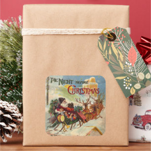 Vintage Christmas, The Night Before Christmas Square Sticker