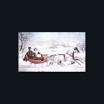 Vintage Christmas, The Road Winter, Sleigh Horse Canvas Print<br><div class="desc">Vintage illustration Christmas holiday design originally published by Currier & Ives in 1853 titled The Road - Winter. This love and romance design features a couple taking a romantic winter ride in a horse drawn sleigh over the snowy landscape. This artwork was possibly a portrait of Nathaniel Currier and his...</div>