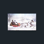 Vintage Christmas, The Road Winter, Sleigh Horse Canvas Print<br><div class="desc">Vintage illustration Christmas holiday design originally published by Currier & Ives in 1853 titled The Road - Winter. This love and romance design features a couple taking a romantic winter ride in a horse drawn sleigh over the snowy landscape. This artwork was possibly a portrait of Nathaniel Currier and his...</div>