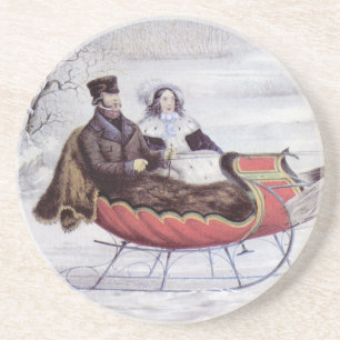 Vintage Christmas, The Road Winter, Sleigh Horse Coaster