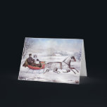 Vintage Christmas, The Road Winter, Sleigh Horse Holiday Card<br><div class="desc">Vintage illustration Christmas holiday design originally published by Currier & Ives in 1853 titled The Road - Winter. This love and romance design features a couple taking a romantic winter ride in a horse drawn sleigh over the snowy landscape. This artwork was possibly a portrait of Nathaniel Currier and his...</div>