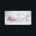 Vintage Christmas, The Road Winter, Sleigh Horse Label<br><div class="desc">Vintage illustration Christmas holiday design originally published by Currier & Ives in 1853 titled The Road - Winter. This love and romance design features a couple taking a romantic winter ride in a horse drawn sleigh over the snowy landscape. This artwork was possibly a portrait of Nathaniel Currier and his...</div>