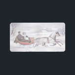 Vintage Christmas, The Road Winter, Sleigh Horse Label<br><div class="desc">Vintage illustration Christmas holiday design originally published by Currier & Ives in 1853 titled The Road - Winter. This love and romance design features a couple taking a romantic winter ride in a horse drawn sleigh over the snowy landscape. This artwork was possibly a portrait of Nathaniel Currier and his...</div>