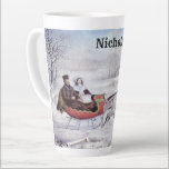 Vintage Christmas, The Road Winter, Sleigh Horse Latte Mug<br><div class="desc">Vintage illustration Christmas holiday design originally published by Currier & Ives in 1853 titled The Road - Winter. This love and romance design features a couple taking a romantic winter ride in a horse drawn sleigh over the snowy landscape. This artwork was possibly a portrait of Nathaniel Currier and his...</div>