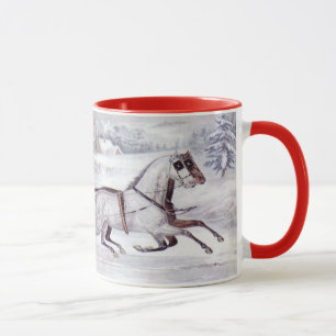 Vintage Christmas, The Road Winter, Sleigh Horse Mug