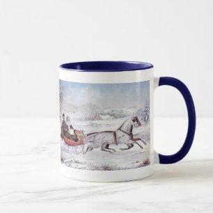 Vintage Christmas, The Road Winter, Sleigh Horse Mug