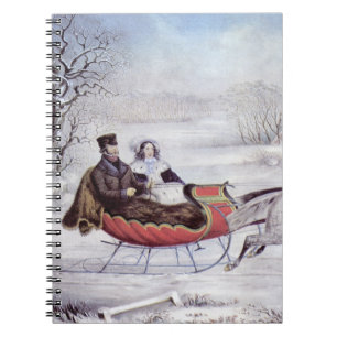 Vintage Christmas, The Road Winter, Sleigh Horse Notebook