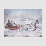 Vintage Christmas, The Road Winter, Sleigh Horse Tissue Paper<br><div class="desc">Vintage illustration Christmas holiday design originally published by Currier & Ives in 1853 titled The Road - Winter. This love and romance design features a couple taking a romantic winter ride in a horse drawn sleigh over the snowy landscape. This artwork was possibly a portrait of Nathaniel Currier and his...</div>