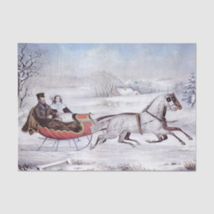 Vintage Christmas, The Road Winter, Sleigh Horse Tissue Paper