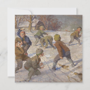 Vintage Christmas, The Snowball Fight (1890) Holiday Card