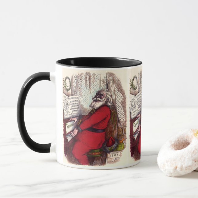 Vintage Christmas, Thomas Nast Santa Claus Piano Mug (With Donut)
