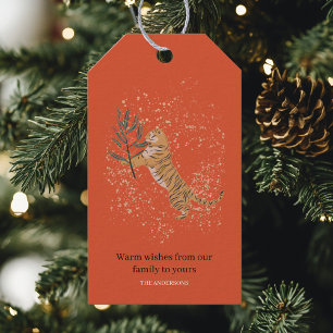 "Vintage Christmas Tiger   Orange  Gift Tags