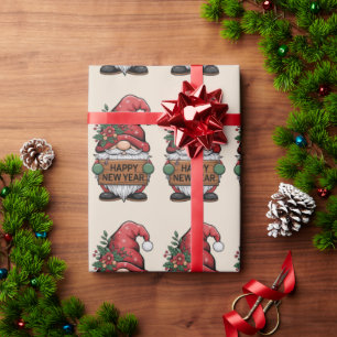 Vintage Christmas Tiger With Christmas Tree Wrapping Paper