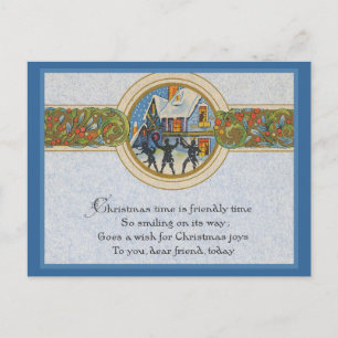 Vintage Christmas Time Holiday Postcard