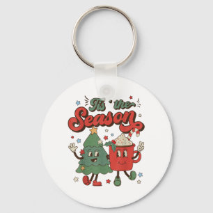Vintage Christmas Tis The Season Christmas Tree Co Key Ring