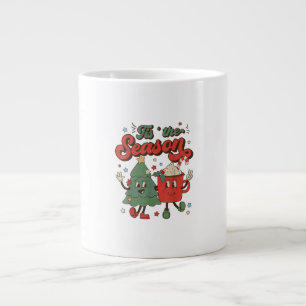 Vintage Christmas Tis The Season Christmas Tree Co Large Coffee Mug