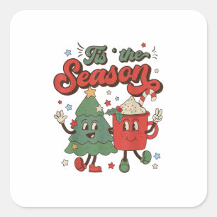 Vintage Christmas Tis The Season Christmas Tree Co Square Sticker