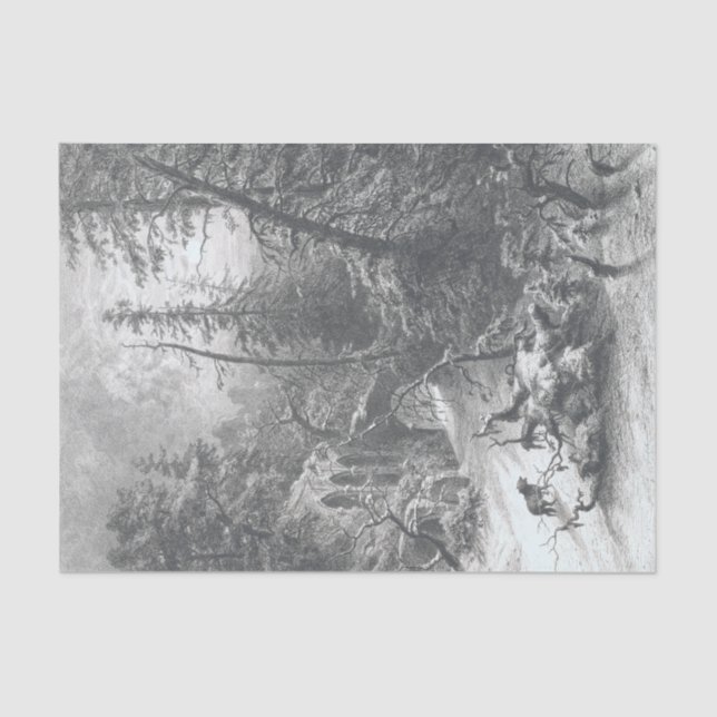 Vintage Christmas Tissue Paper WINTER FOREST (Front)