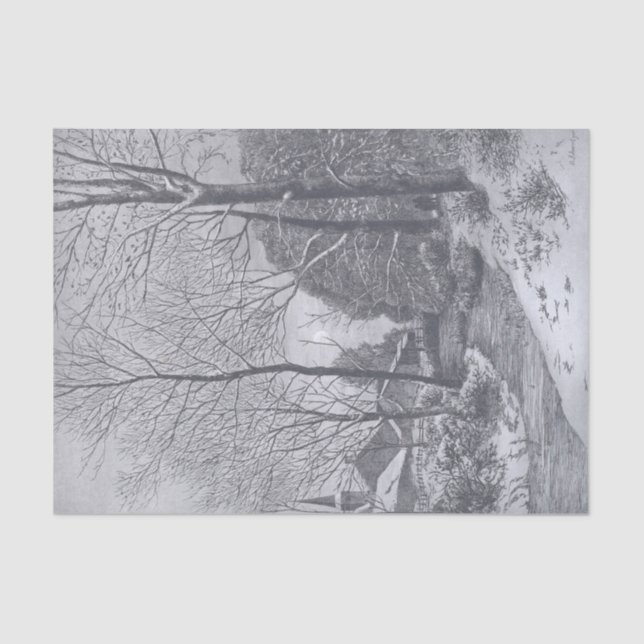 Vintage Christmas Tissue Paper WINTER STROLL (Front)