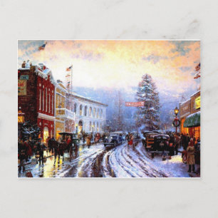 Vintage Christmas Town Holiday Postcard