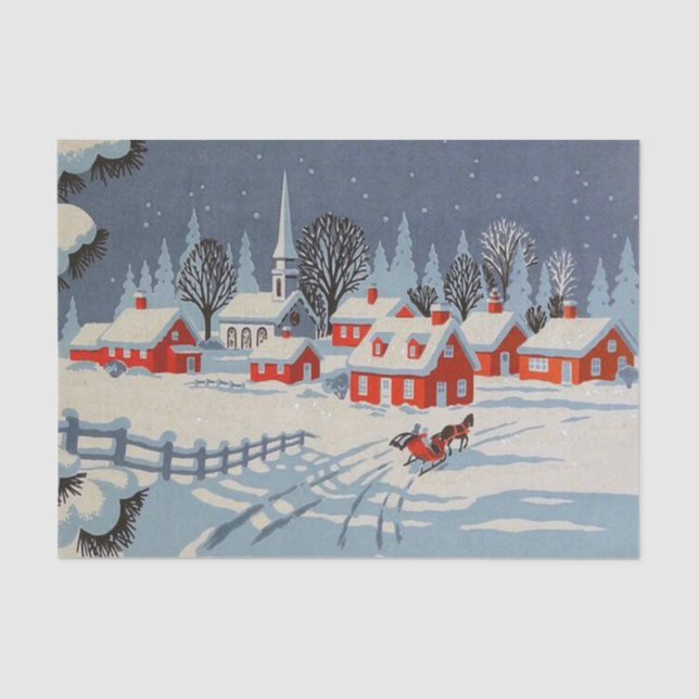 Vintage Christmas town Holiday tissue Tissue Paper (Front)