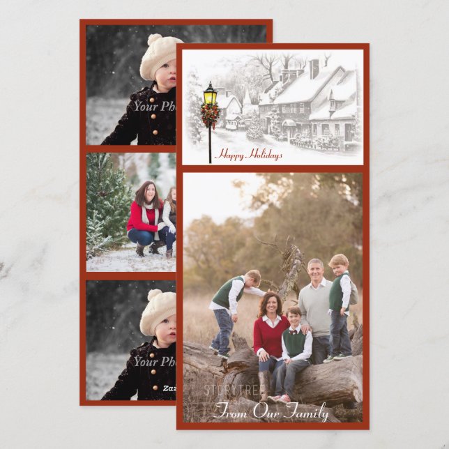 Vintage Christmas Town Photo Card (Front/Back)