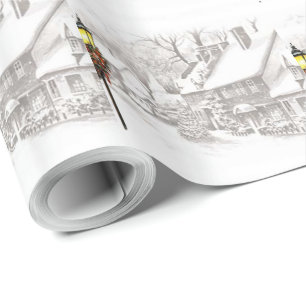 Vintage Christmas Town Wrapping Paper