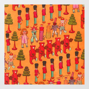 Vintage Christmas Toy Parade 1907 Puck Magazine Window Cling