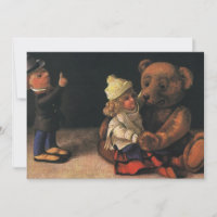 Vintage Christmas Toys and Teddy Bear Invitation
