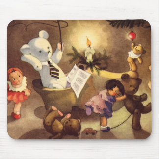 Vintage Christmas Toys, Dancing Dolls, Teddy Bears Mouse Mat