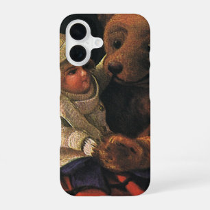 Vintage Christmas Toys, Doll and a Teddy Bear iPhone 16 Case