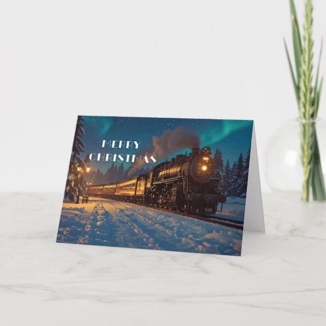 Vintage Christmas Train Greeting Card – Merry Chri (Front)