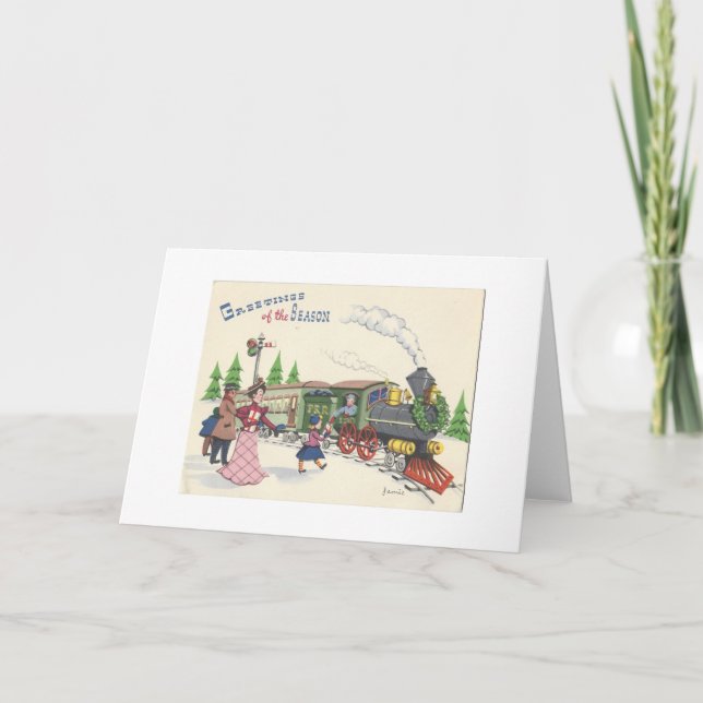 Vintage Christmas Train Holiday Card (Front)