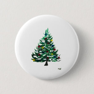 Vintage Christmas tree 6 Cm Round Badge