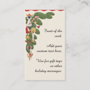 Vintage Christmas Tree and Angel Decorative Border Business Card