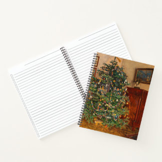 Vintage Christmas Tree Art Holiday Checklist Notebook