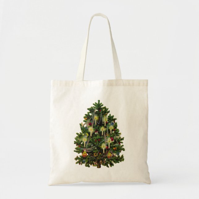 Vintage Christmas Tree Art Tote Bag (Front)